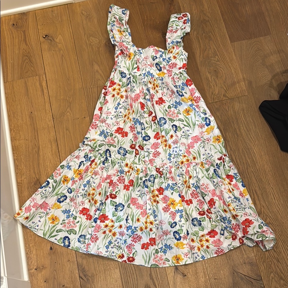 Cara Cara Red and Pink Ruffled Tiered Midi Sundress